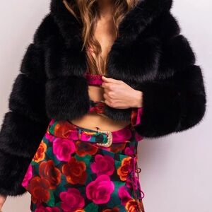 Chic black Faux fur teddy Jacket